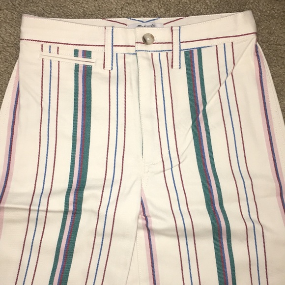 Madewell Wide Leg High Waist Stripe Crop Pants 25P - Picture 7 of 11